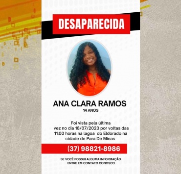 Mãe busca por filha desaparecida e vista pela última vez no bairro Eldorado, em Pará de Minas