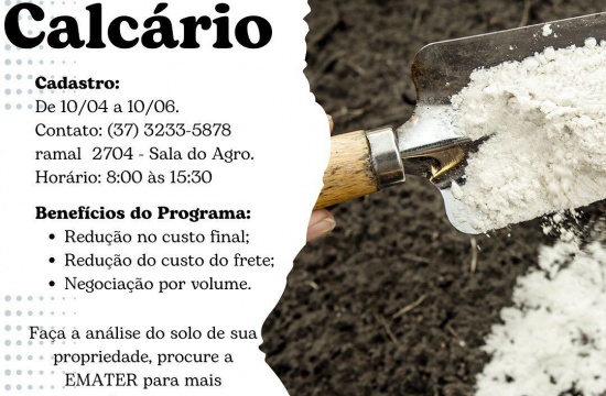 Secretaria de Meio Ambiente convoca produtores rurais para a compra coletiva de Calcário